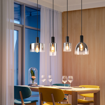 Pendelleuchte H?ngelampe Esstisch 4 Flammig H?ngeleuchte- E27 Vintage Esszimmerlampe H?ngend Pendellampe H?henverstellbar Glas Retro f¨¹r Schlafzimmer Wohnzimmer (ohne Leuchtmittel)