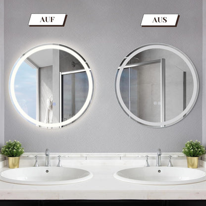 ZMH Spiegel Badezimmer Badezimmerspiegel mit Beleuchtung - LED Badspiegel Rund 80cm Wandspiegel Bad mit Touch-Schalter und Entfogger-Funktion IP44 Lichtspiegel Dimmbar 3000K-6500K