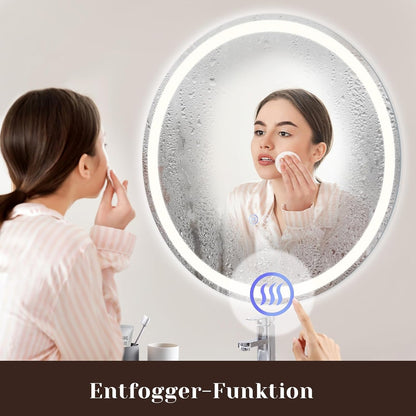 ZMH Spiegel Bad Badezimmerspiegel mit Beleuchtung - LED Badspiegel Rund 70cm Wandspiegel Badezimmer Dimmbar 3000K-6500K mit Touch-Schalter und Entfogger-Funktion