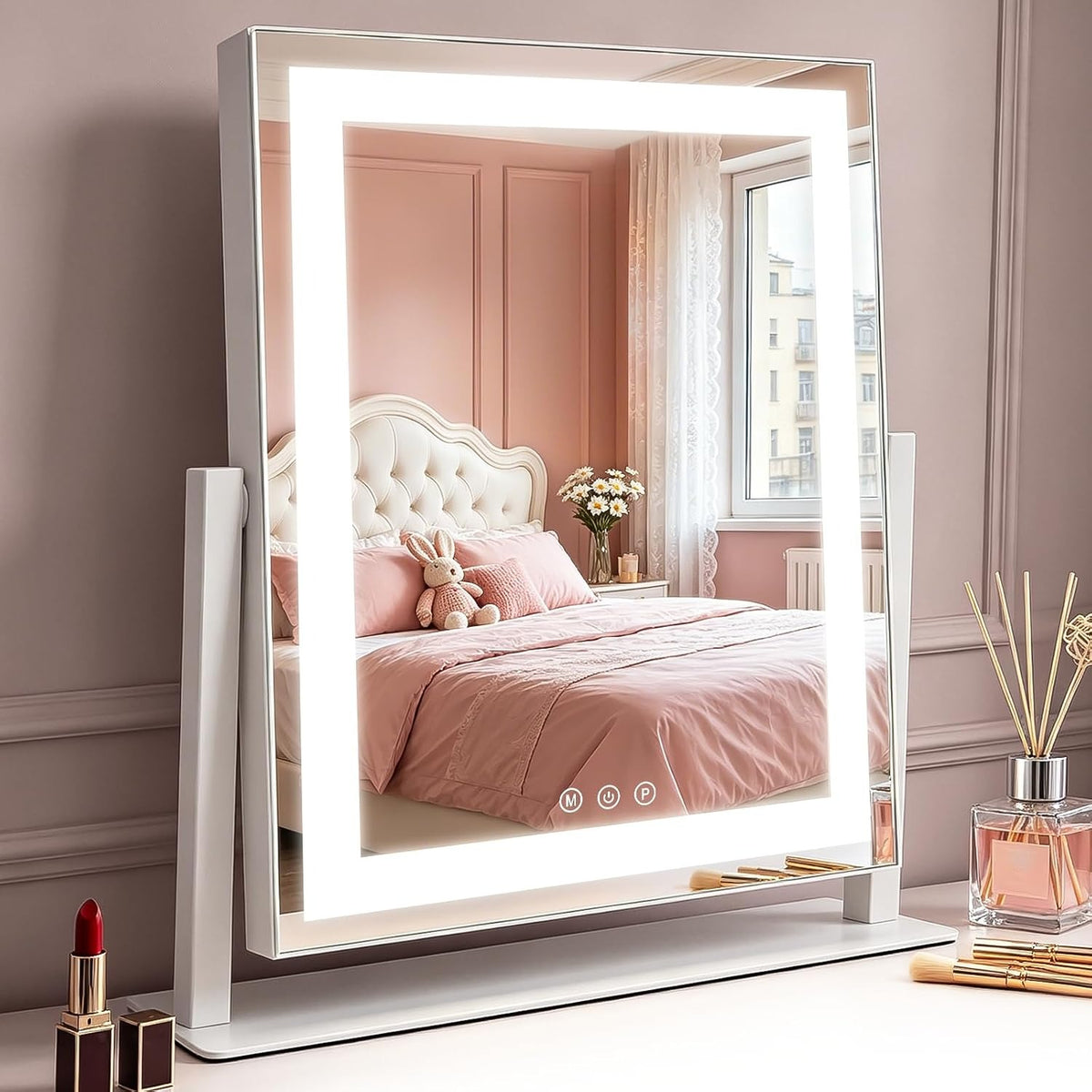 ZMH Schminkspiegel mit Beleuchtung Hollywood Spiegel - 30×40CM LED Vanity Mirror Klein Kosmetikspiegel mit Licht Tischspiegel 3 Modi Schminktischspiegel Touch Dimmbar