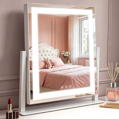 ZMH Schminkspiegel mit Beleuchtung Hollywood Spiegel - 30×40CM LED Vanity Mirror Klein Kosmetikspiegel mit Licht Tischspiegel 3 Modi Schminktischspiegel Touch Dimmbar