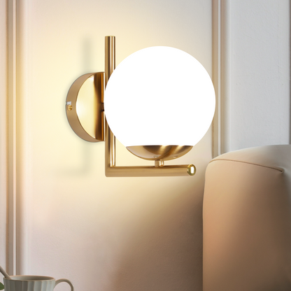 Wandleuchte Innen Wandlampe Schlafzimmer - Wandbeleuchtung Treppenhaus Glaskugel Vintage Gold Glas Lampenschirm Flurlampe Badezimmer E27 Modern Design Beleuchtung f¨¹r Flur Bad - Ohne Leuchtmittel