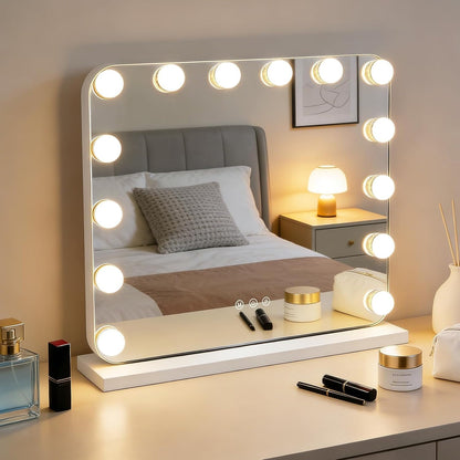 ZMH Hollywood Schminkspiegel Spiegel mit Beleuchtung - 50×40CM LED Vanity Mirror Klein Kosmetikspiegel mit Licht Tischspiegel 3 Modi Schminktischspiegel Touch Dimmbar