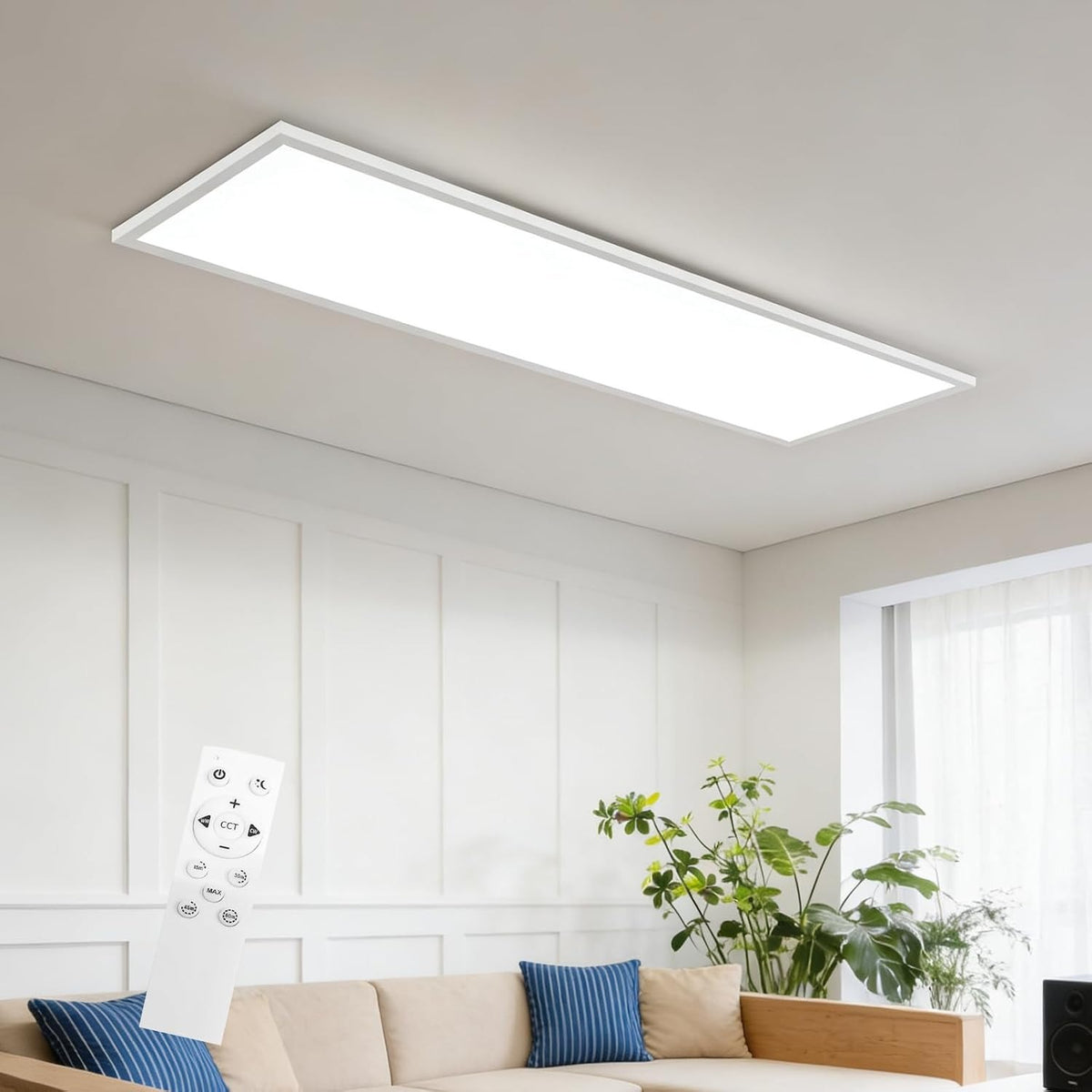 ZMH LED Panel Deckenleuchte Flach 100-120cm,Weiß Rechteckig Deckenlampe