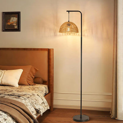 ZMH Stehlampe Rattan Stehleuchte Boho Standlampe 1 Flammig