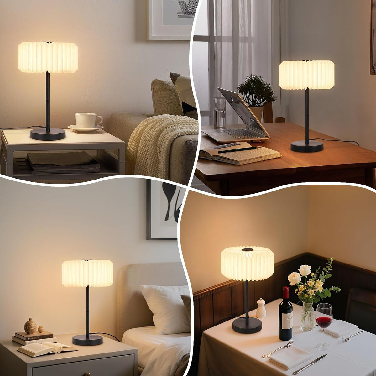 ZMH Nachttischlampe Wohnzimmer Tischlampe mit Kabel - Tischleuchte