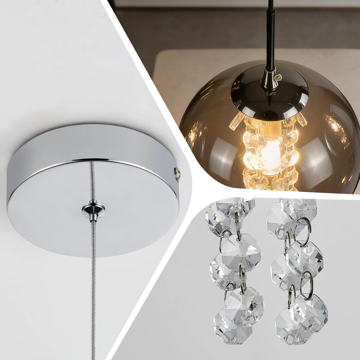 ZMH Pendelleuchte Glas Hängelampe Modern - 1 Flammig Bernstein