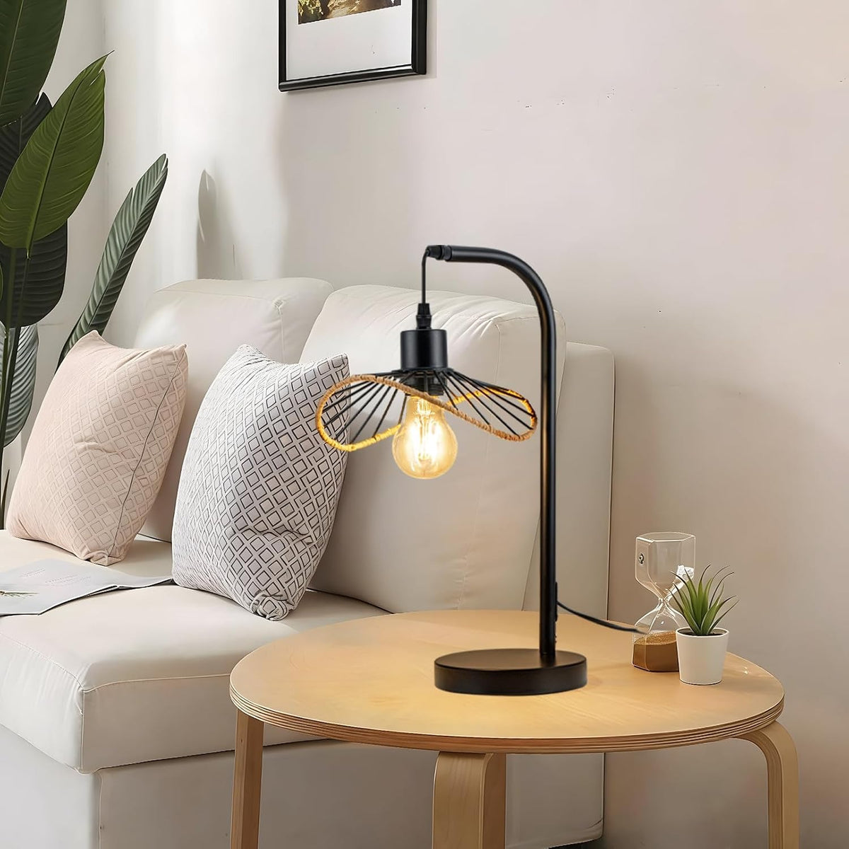ZMH Tischlampe Schwarz Nachttischlampe Vintage Nachtlampe