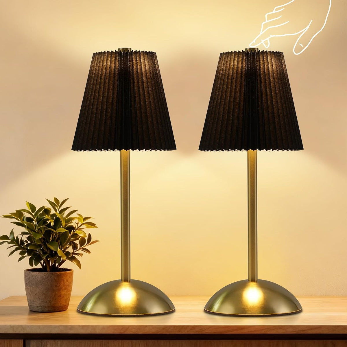 ZMH Tischlampe Kabellos Nachttischlampe 2er Set LED Akku Tischleuchte Aufladbar