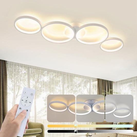 ZMH LED Deckenlampe Modern, 4-flammig in Ring-Optik, 37W Warmweiß 3000K, Deckenleuchte Rund 89cm aus Aluminium