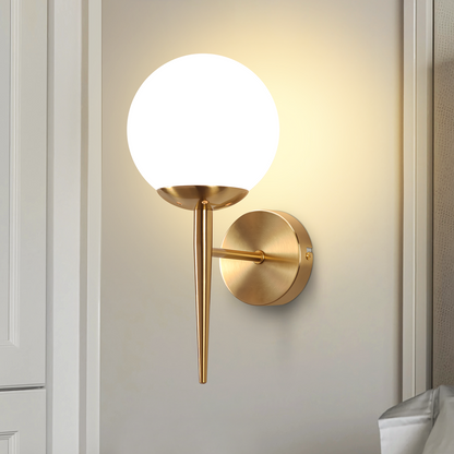 Wandleuchte Innen Wandlampe Schlafzimmer - Wandbeleuchtung Glaskugel Treppenhaus Gold Vintage Flurlampe Badezimmer Glas Lampenschirm Modern Design E27 Beleuchtung f¨¹r Flur Bad - Ohne Leuchtmittel