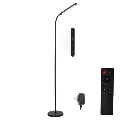 ZMH Stehlampe LED Standleuchte Wohnzimmer - Dimmbar Modern Standleuchte Schwarz 5 Farben und 5 Helligkeitsstufen 11W 360¡ã Flexibler Schwanenhals Leselampe mit Fernbedienung f¨¹r Schlafzimmer B¨¹ro