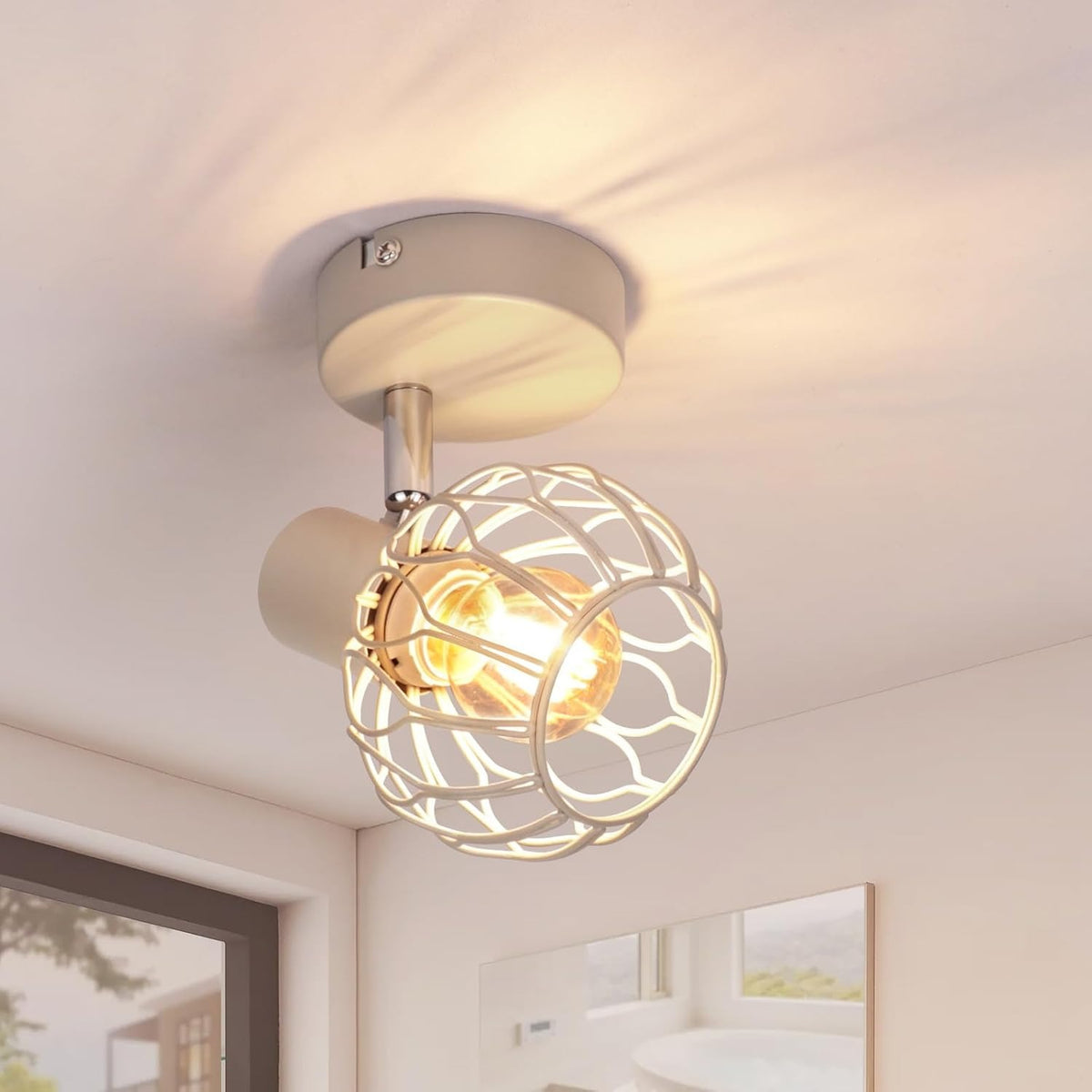 ZMH LED Deckenstrahler Schwarz-Grau-Weiß, E14 Deckenlampe 4 Flammig Schwenkbar