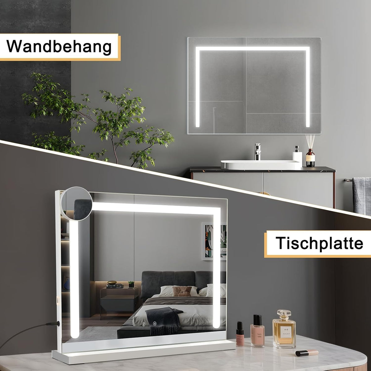 ZMH Schminkspiegel mit Beleuchtung,58x46cm LED Hollywood Tischspiegel