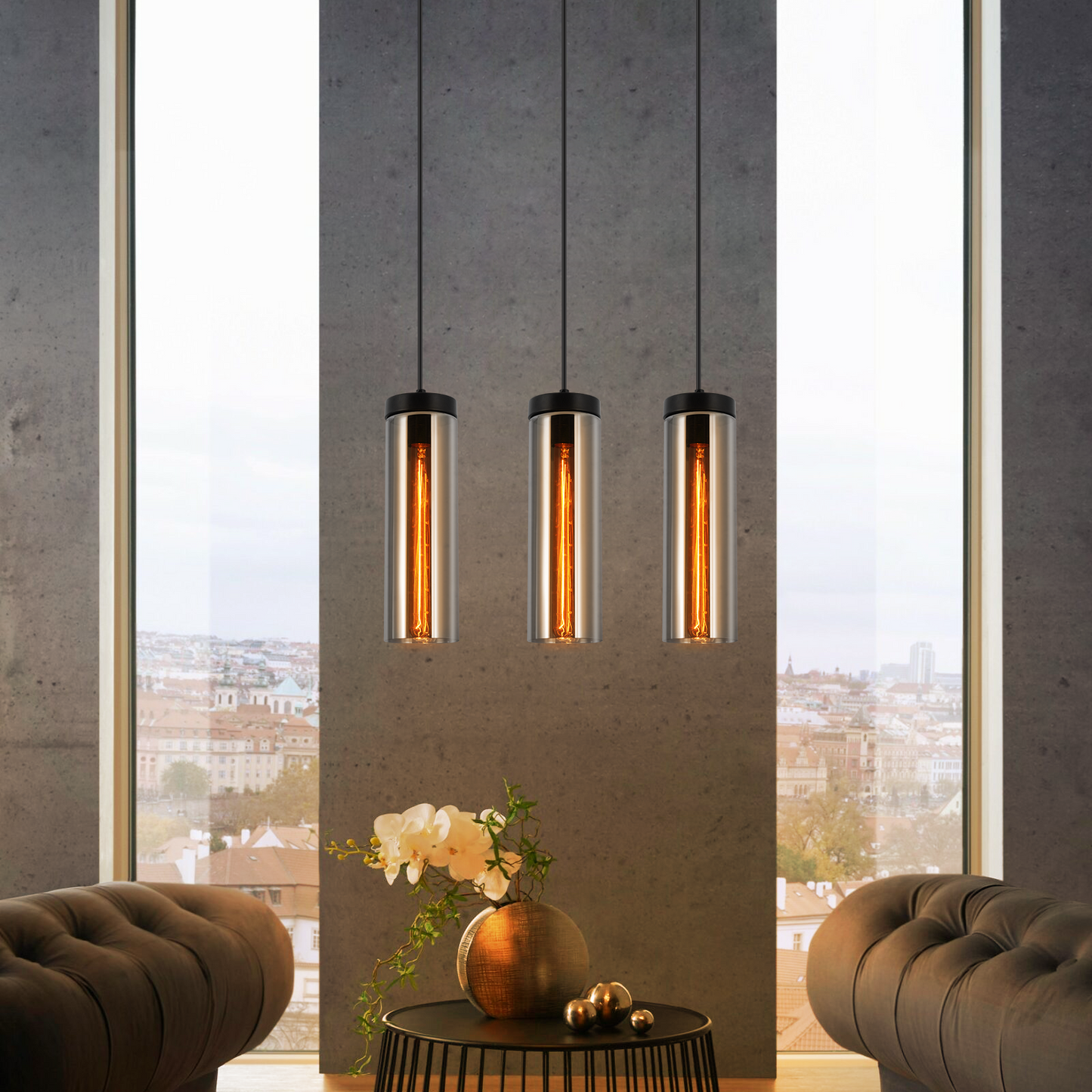 H?ngelampe Vintage Esstisch Pendelleuchte Schwarz - 3 Flammig H?ngeleuchte H?henverstellbar E27 Esstischlampe H?ngend Pendellampe Glas f¨¹r K¨¹chen Schlafzimmer Wohnzimmer (ohne Leuchtmittel)