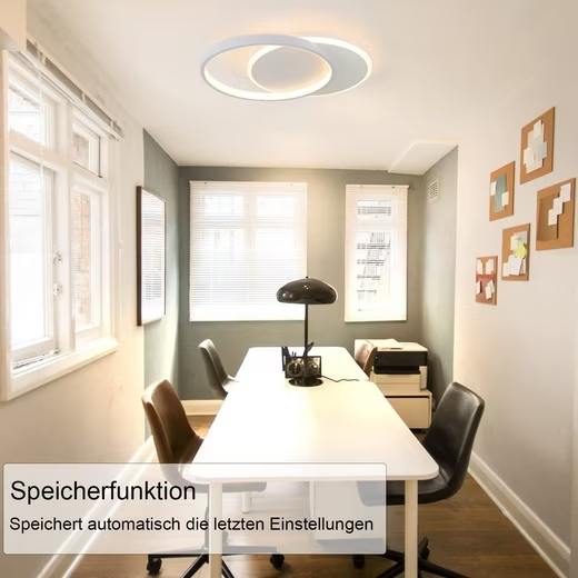 ZMH LED Deckenleuchte Wohnzimmer Dimmbar Deckenlampe mit 2 Rund Ring/Quradratisch, Augenschutz, LED fest integriert, Tageslichtweiß, 35W, 2800lm