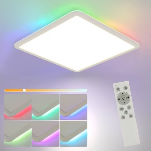 ZMH LED Panel Deckenleuchte Dimmbar mit Fernbedienung 24W IP44, RGB Farbwechsel,Dimmbar, LED fest integriert, Warmweiß, Neutralweiß, Kaltesweiß, für Schlafzimmer Kinderzimmer Küche Wohnzimmer