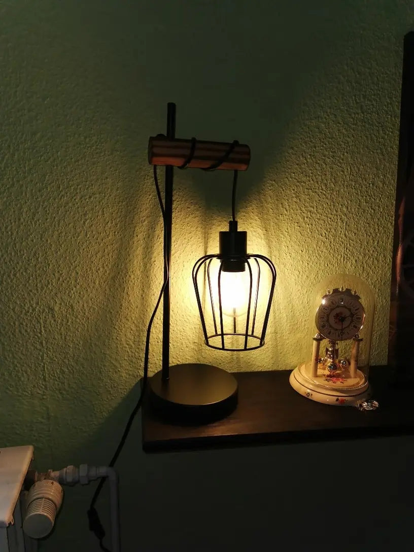 tischlampe vintage holz