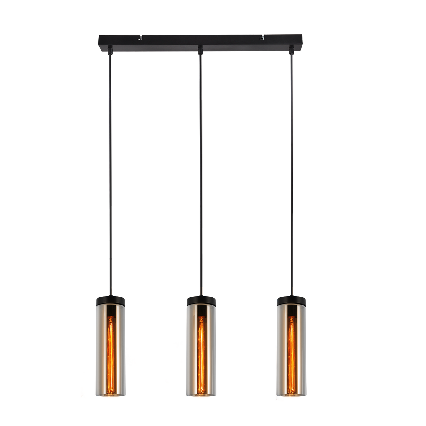 H?ngelampe Vintage Esstisch Pendelleuchte Schwarz - 3 Flammig H?ngeleuchte H?henverstellbar E27 Esstischlampe H?ngend Pendellampe Glas f¨¹r K¨¹chen Schlafzimmer Wohnzimmer (ohne Leuchtmittel)