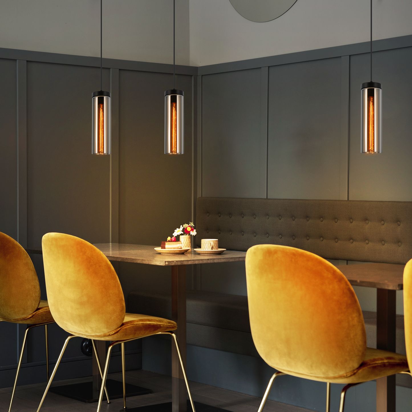 H?ngeleuchte Wohnzimmer H?ngelampe Vintage - 1 Flammig Pendelleuchte H?henverstellbar Esstischlampe H?ngend E27 Schwarz Glas Pendellampe f¨¹r Esstisch Schlafzimmer k¨¹che (ohne Leuchtmittel)