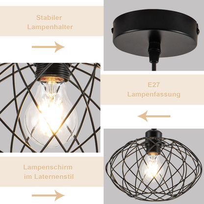 H?ngelampe Industrial Schwarz Pendelleuchte - H?ngeleuchte Metall Vintage E27 Pendellampe Retro Esszimmer Lampe K¨¹che H?ngend Wohnzimmer Flur Ohne Leuchtmittel