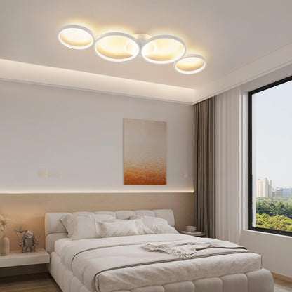 ZMH LED Deckenlampe Modern, 4-flammig in Ring-Optik, 37W Warmweiß 3000K, Deckenleuchte Rund 89cm aus Aluminium