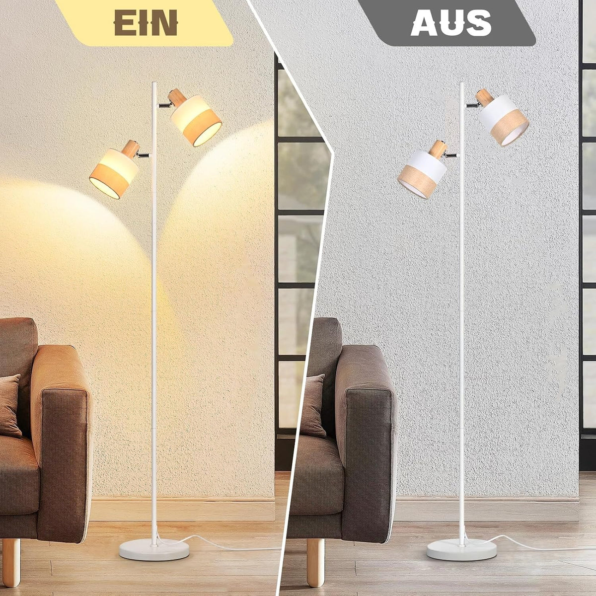 ZMH Stehlampe wohnzimmer drehbarer E14 Doppellampenkopf