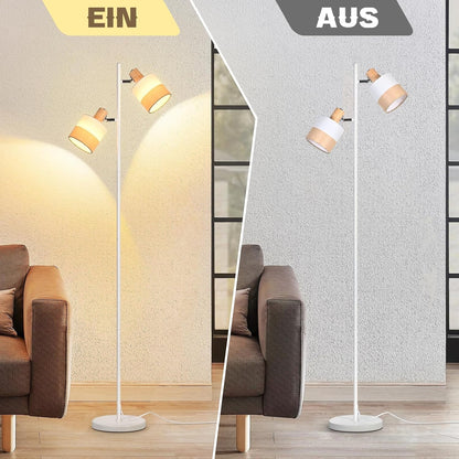 ZMH Stehlampe wohnzimmer drehbarer E14 Doppellampenkopf