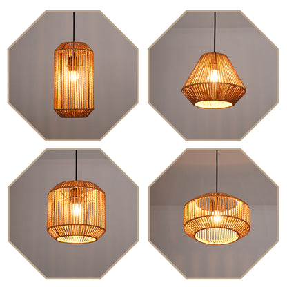 Pendelleuchte Esstisch H?ngelampe Vintage - Pendellampe Esszimmer 1 Flammig Esstischlampe Hanfseil Laterne Design E27 H?ngeleuchte f¨¹r Schlafzimmer Wohnzimmer Flur(Ohne Leuchtmittel)