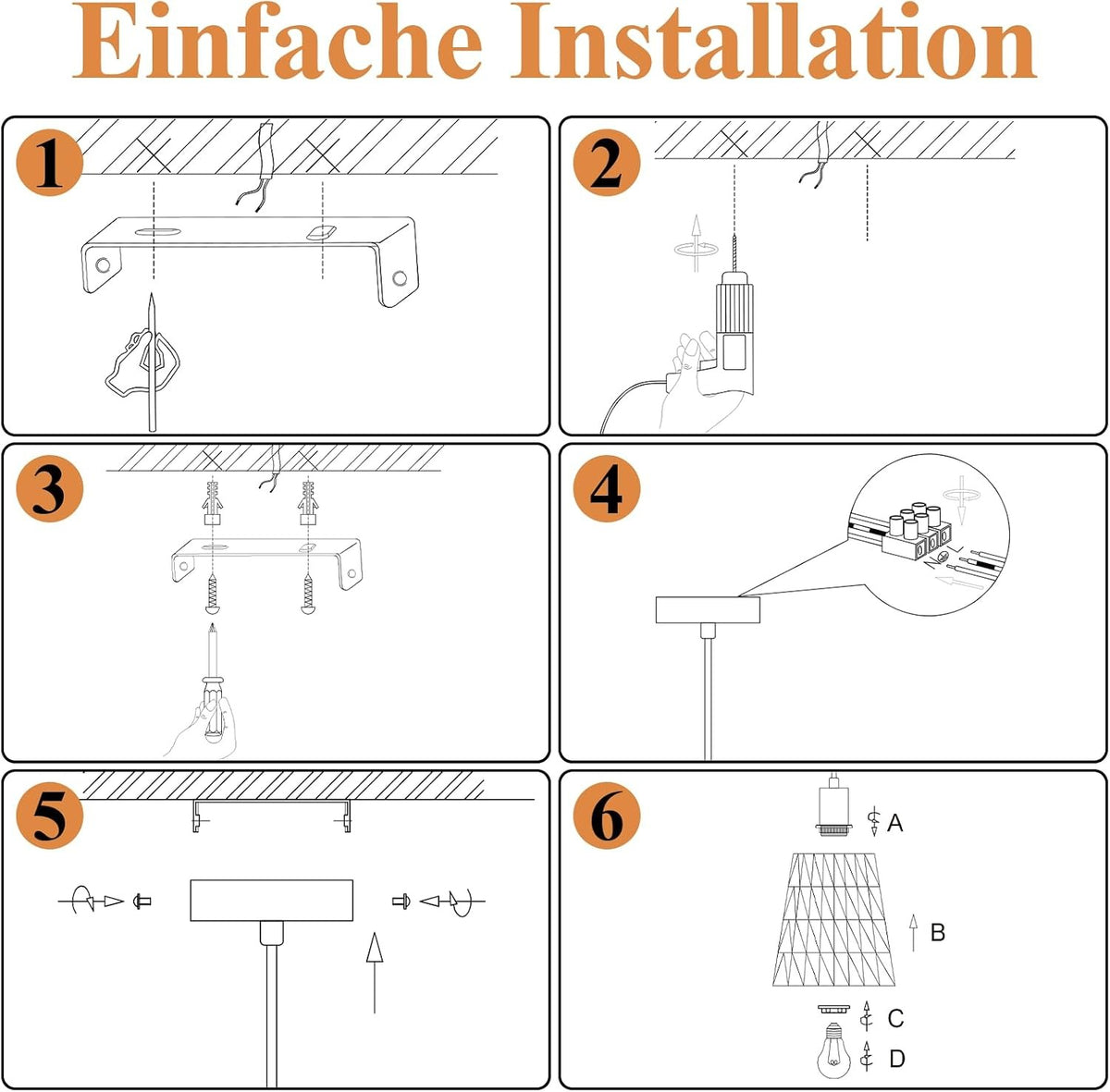 ZMH Hängelampe Boho Pendelleuchte Rattan 1 Flammig Esstischlampe