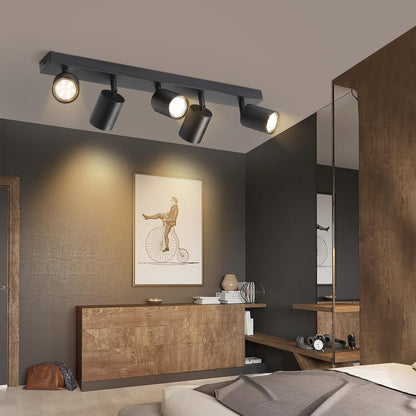 ZMH LED Deckenleuchte Schwarz Deckenstrahler: GU10 Deckenlampe Spots 5 Flammig 330°Schwenkbar Deckenspots Modern Flurlampe