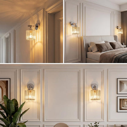 ZMH Wandleuchte Innen Moderne-Wandlampe Kristall Wandbeleuchtung E27 Nachttischlampe Wand Flurlampe Wand 1 Flammig für Schlafzimmer Wohnzimmer Treppenhaus Flur