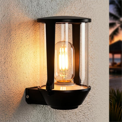 ZMH LED Wandleuchte Aussen Außenlampe Schwarz 10W 3000K Glas