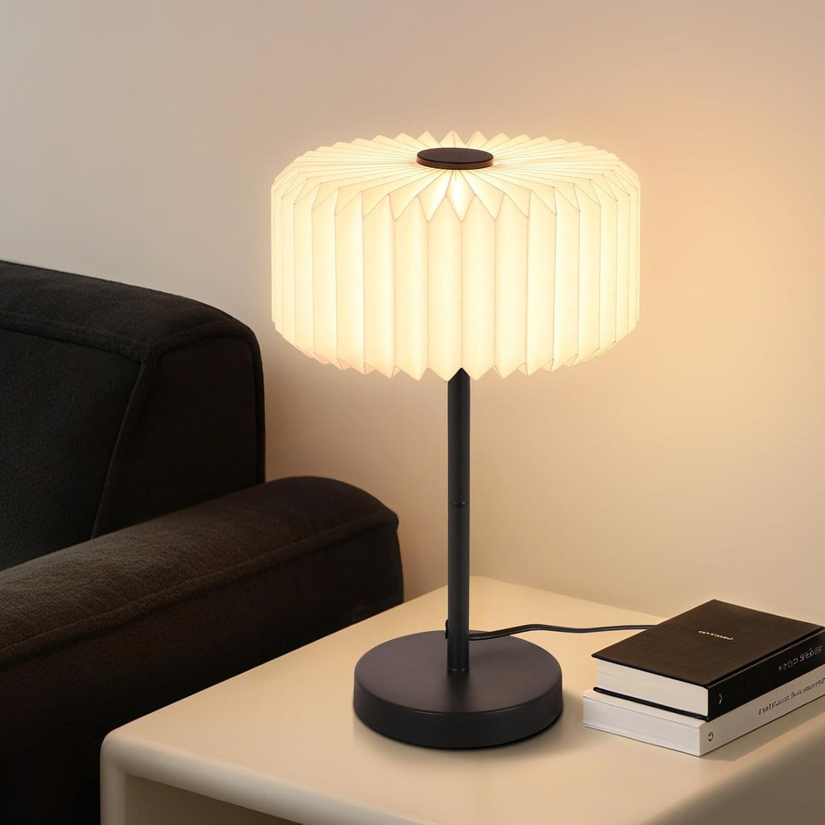 ZMH Nachttischlampe Wohnzimmer Tischlampe mit Kabel - Tischleuchte