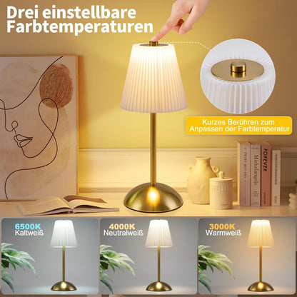 ZMH Tischlampe Kabellos Nachttischlampe 2er Set LED Akku Tischleuchte Aufladbar