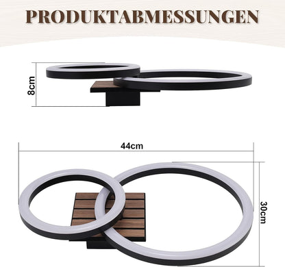 ZMH Deckenleuchte Wohnzimmer Deckenlampe LED 2-Ring Design Küchenlampe