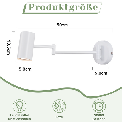 ZMH Wandleuchte Innen Wandlampe GU10 - Schlafzimmerlampe Wandstrahler Wandleuchten Modern Wei? Langer Arm Schwenkbar Metall Wandbeleuchtung f¨¹r Wohnzimmer Flur - Ohne Leuchtmittel