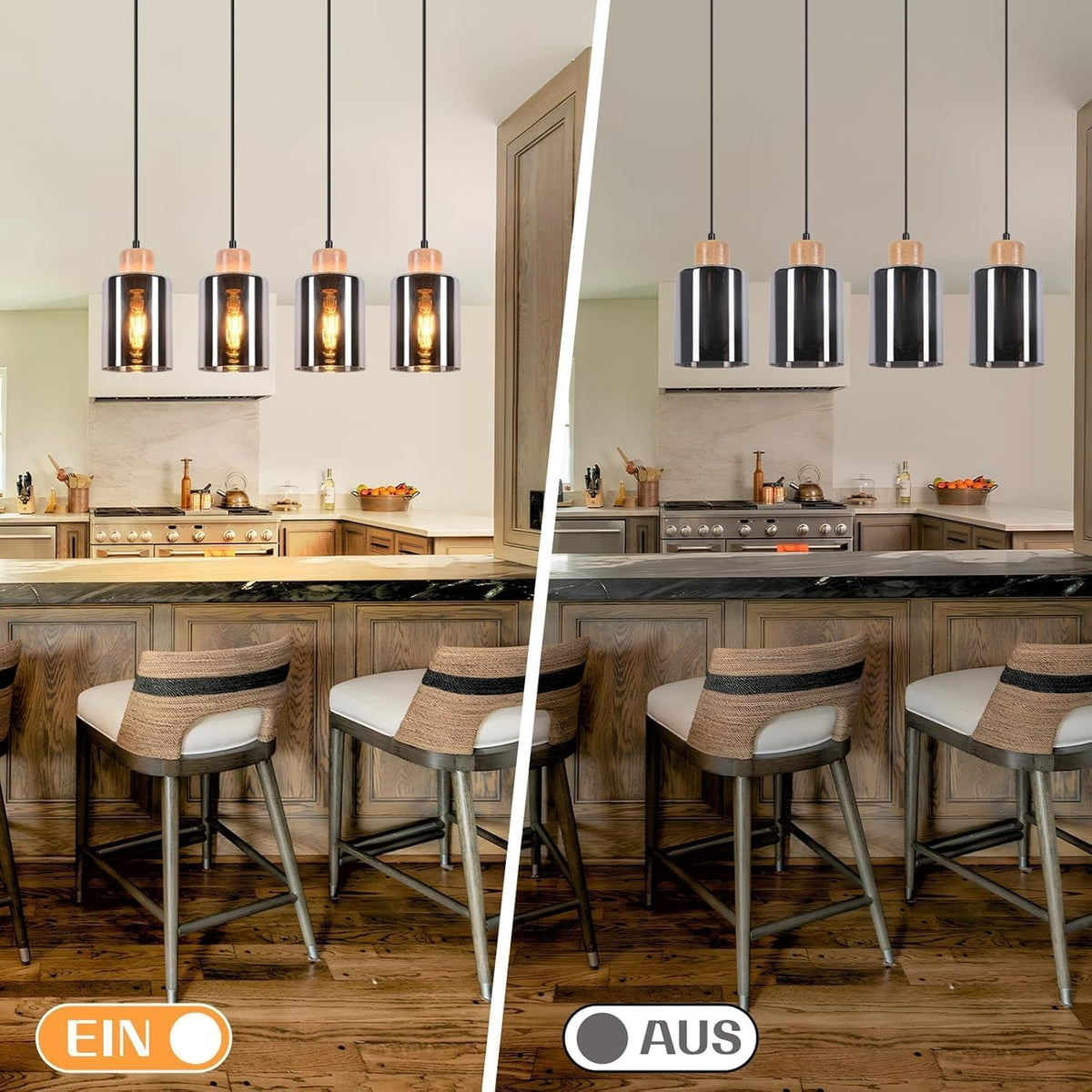 ZMH Pendelleuchte esstisch Hängelampe E27: Esstischlampe hängend Holz