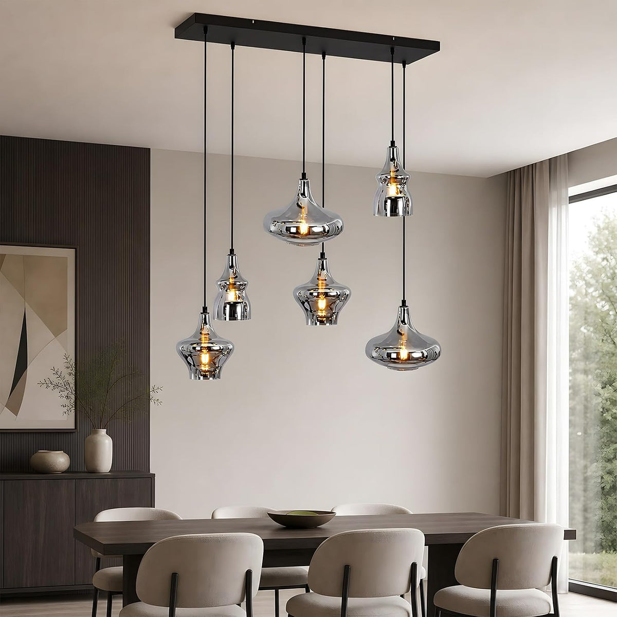 ZMH Hängelampe Esstisch Pendelleuchte Wohnzimmer 6 Flammig E27 Vintage