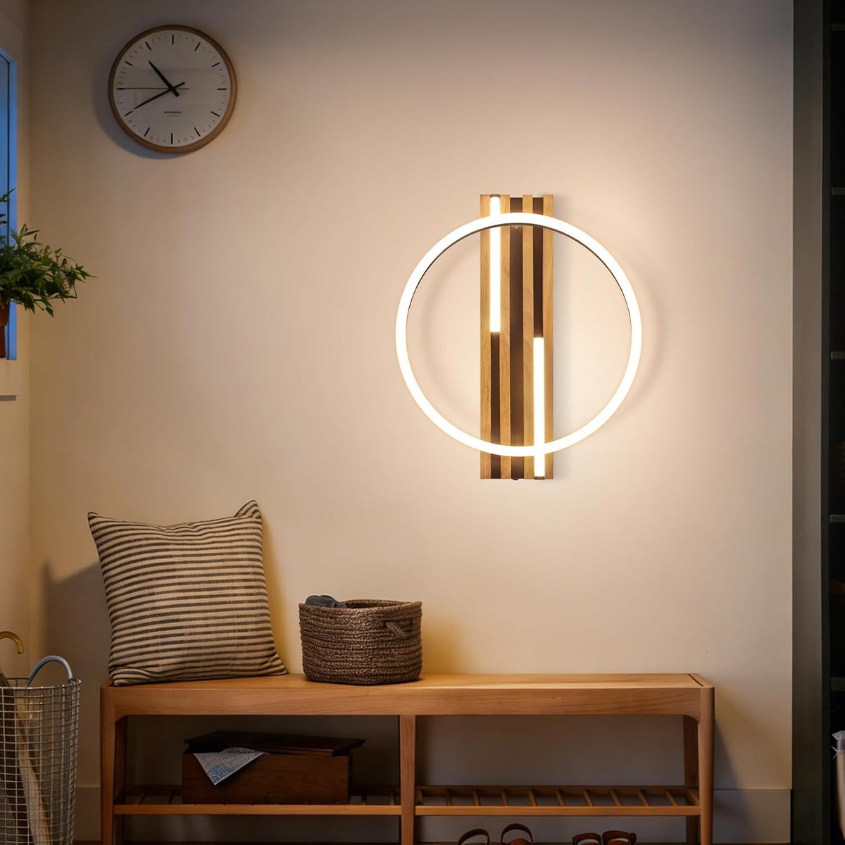 ZMH LED Deckenleuchte Holz Deckenlampe:38cm Wohnzimmer 3000K