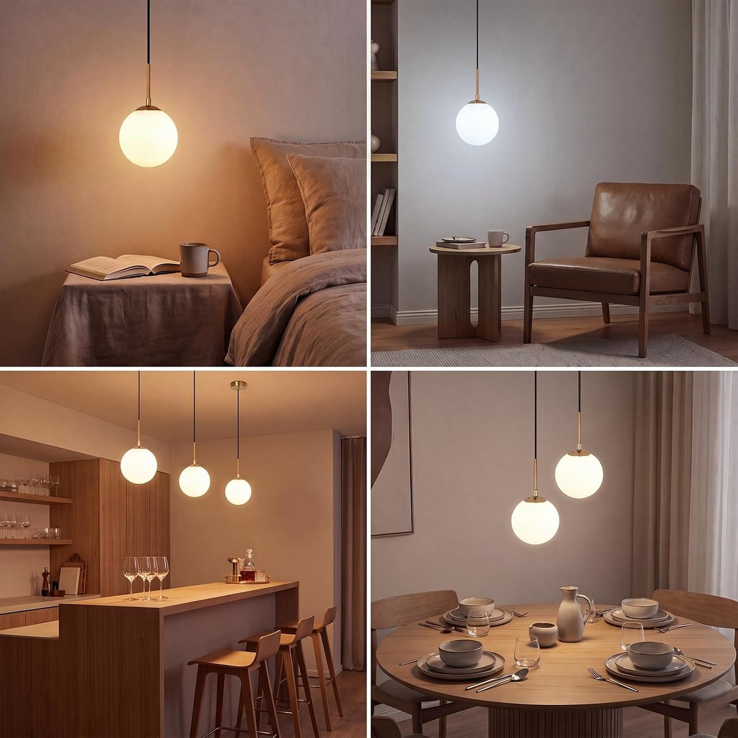 ZMH Pendelleuchte G9 Schlafzimmer Glas Esstisch Modern Hängelampe