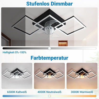 ZMH LED Deckenventilator mit Beleuchtung und Fernbedienung Dimmbar