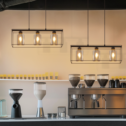 Pendelleuchte Esstisch H?ngelampe Vintage - Rauchschwarz Glas H?ngeleuchte 3 Flammig E27 Esstischlampe H?ngend Metall Retro Esszimmerlampe Industrial f¨¹r Esszimmer k¨¹che (ohne Leuchtmittel)
