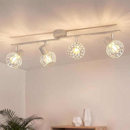 ZMH LED Deckenstrahler Schwarz-Grau-Weiß, E14 Deckenlampe 4 Flammig Schwenkbar