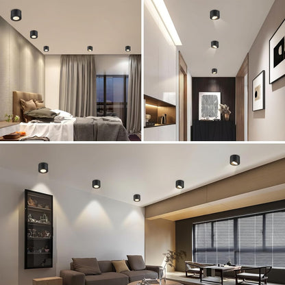 ZMH 4 Stück LED Aufbauspot Schwarz/Weiß Spots Deckenleuchte Dimmbar Ø80x50mm