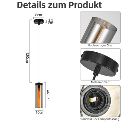 H?ngeleuchte Wohnzimmer H?ngelampe Vintage - 1 Flammig Pendelleuchte H?henverstellbar Esstischlampe H?ngend E27 Schwarz Glas Pendellampe f¨¹r Esstisch Schlafzimmer k¨¹che (ohne Leuchtmittel)