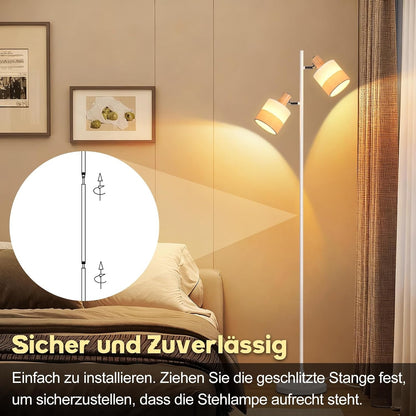 ZMH Stehlampe wohnzimmer drehbarer E14 Doppellampenkopf