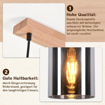 ZMH Pendelleuchte esstisch Hängelampe E27: Esstischlampe hängend Holz