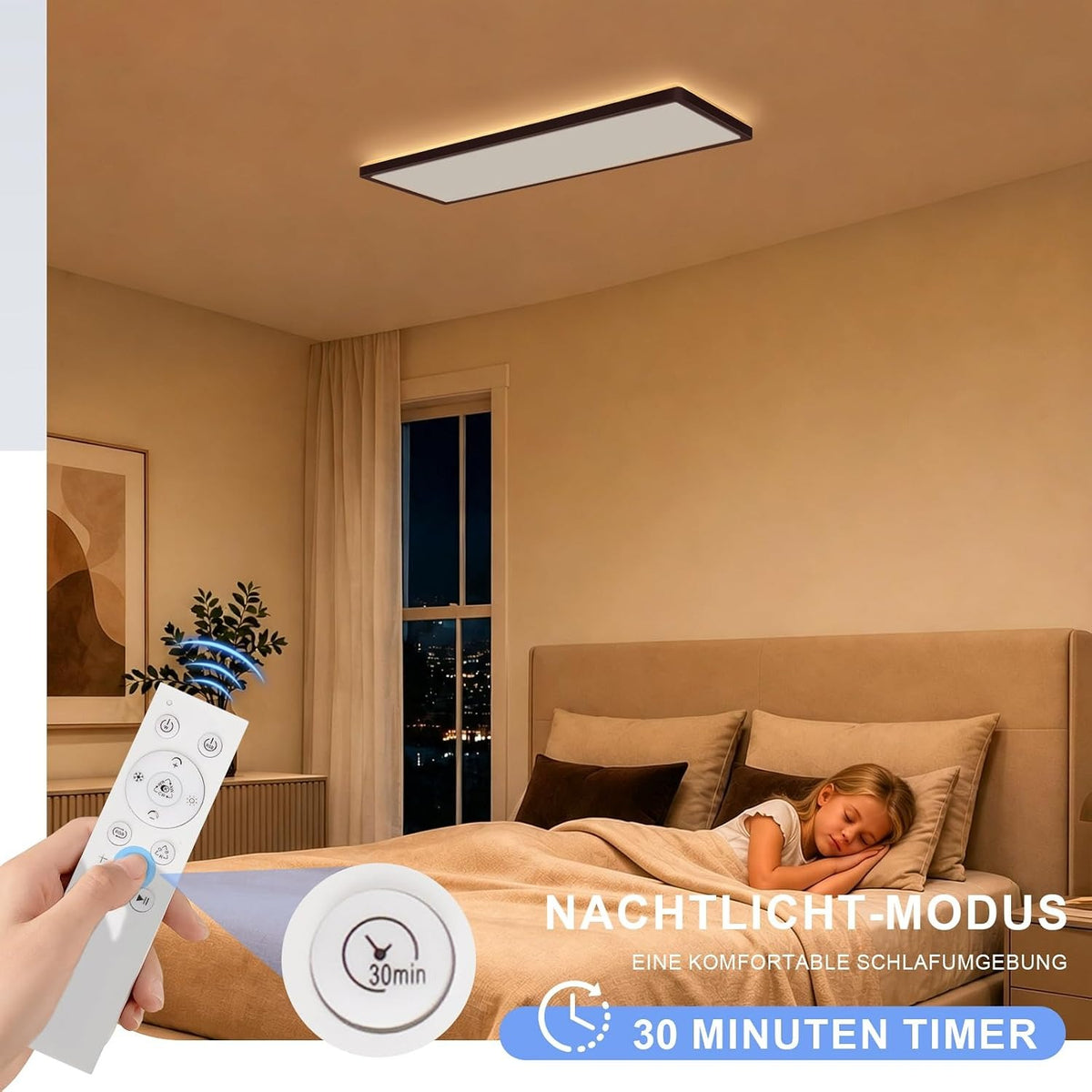 ZMH RGB LED Deckenleuchte Dimmbar Deckenlampe Weiß Modern 3000-6500K