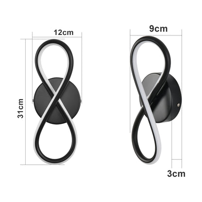 ZMH Wandleuchte Innen LED Wandlampe Schwarz: Wand Lampe f¨¹r Treppenhaus Schlafzimmer Wohnzimmer Korridor K¨¹hles Modern Design 7W Kurvendesign Dekorativ Wandleuchten Warmwei? 3000K